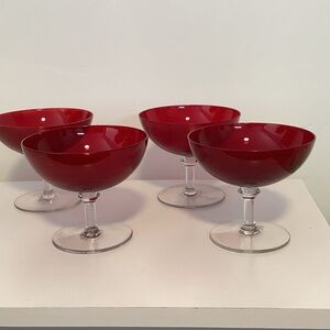 Robert Stanley Red Glass Dessert or Cocktail Glassware Never Used Set of 4